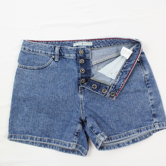 button fly denim shorts womens